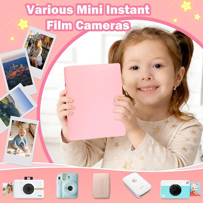 Ruibytree 320 Pockets Album for Instax Mini & Polaroid 2x3" Pictures, Pink | Gift-Ready Packaging, PU Leather Cover, Acid-Free Pages, Side-Loading Clear Pockets, Durable Binding, Easy Photo Viewing - Image 4