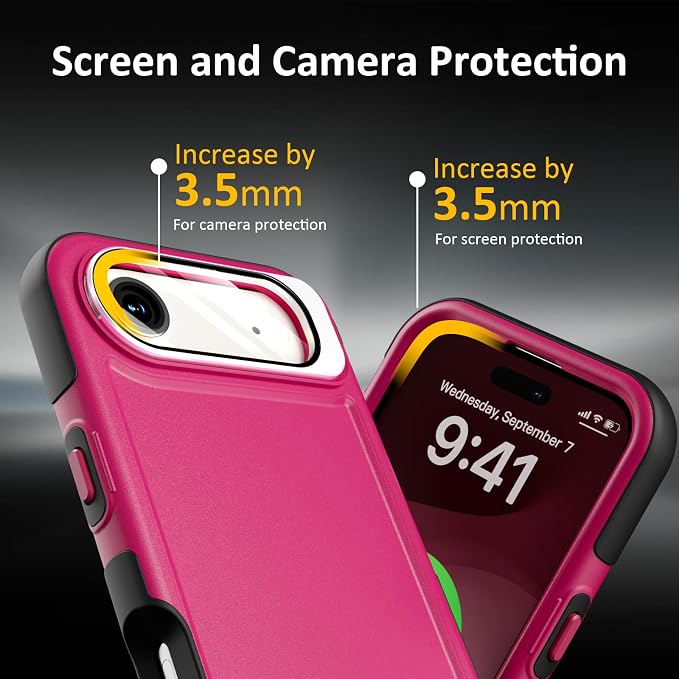 Follaroma Magnetic for iPhone 17 Air Case with Camera Stand, Hot Pink，6.5" | Built-in Glass Camera Cover Stand,Compatible with MagSafe,Heavy Duty Shockproof Protective,Military-Grade Anti-DropDual Case - Image 7