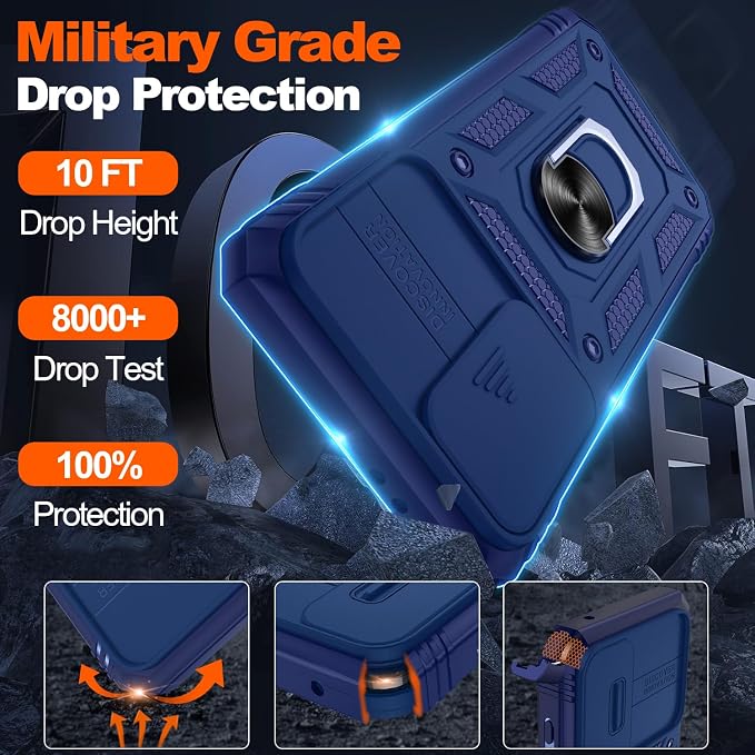 Gritup for Galaxy S21 Phone Case Military-Grade Shockproof with Kickstand | with 2 PCS Screen Protector, Slide Camera Cover, Heavy Duty Outdoor Protection Full Body Funda para Galaxy S 21 Cover-Blue - Image 3