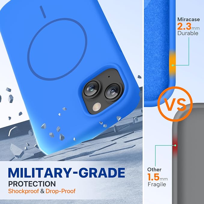 Miracase Silicone & Magnetic for iPhone 13 Case, Mediterranean Blue | Compatible with MagSafe, Soft Microfiber Lining, Premium Silicone Cover Shockproof Drop Protection Phone Case for 13 - Image 2