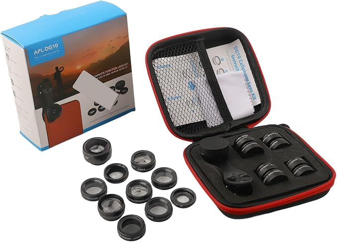 10-in-1 Smartphone Lens Kit with 0.36x Wide Angle 15x 198° Fisheye 2x Telephoto CPL Star Filter, 17mm Clip for Mobile Phone Camera Attachment for Content Creation - Image 2