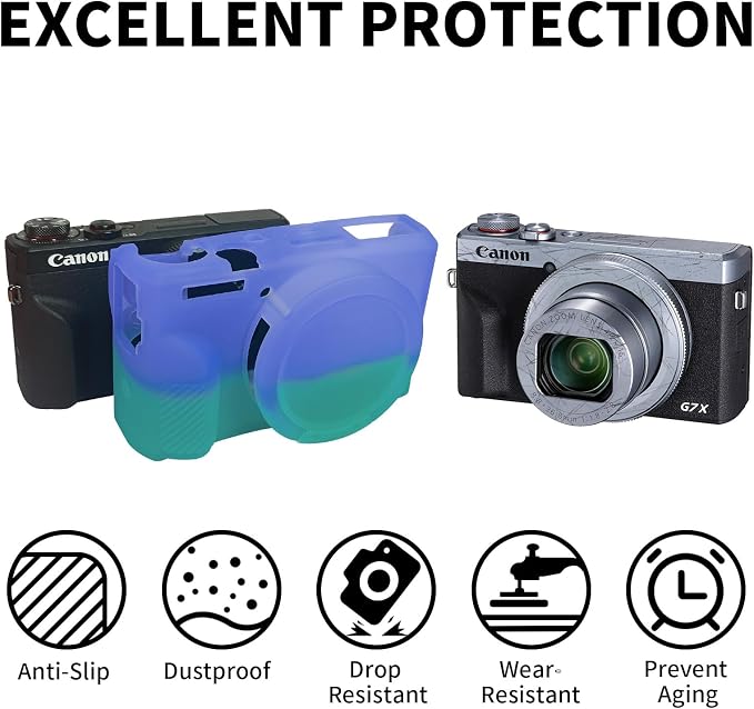 Easy Hood Camera Case Cover for Canon Powershot G7X Mark III (Purple Blue) | With Removable Lens Cover,Soft Silicone Protective Case,Anti-Scratch,Slim Fit,Enhanced Grip,Lightweight Camera Accessories - Image 2