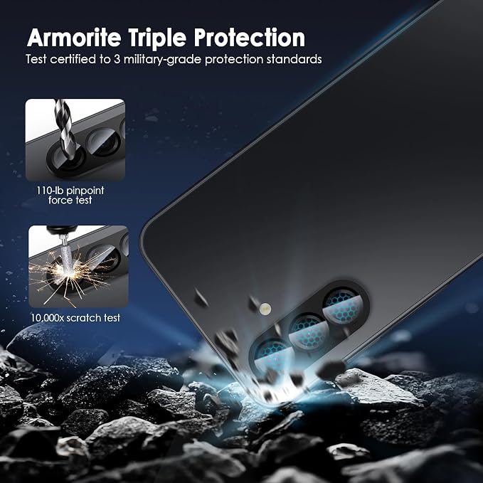 Camera Lens Protector for Samsung Galaxy A17, Black | AR+AF, 9H Tempered Glass, Individual Metal Ring, Anti Glare, Fall Protection, Camera Screen Cover - Image 3