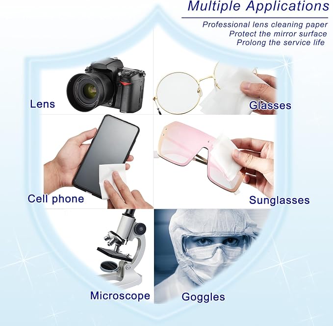 Outus 1000 Pcs Lens Cleaning Paper with 2 Cloths Camera Optics Wipe Booklet | Lint-free Tissue for Camera Lenses, Eyeglasses, Screens, Microscopes, Includes 2 Double Sided Microfiber Cleaning Cloths - Image 4