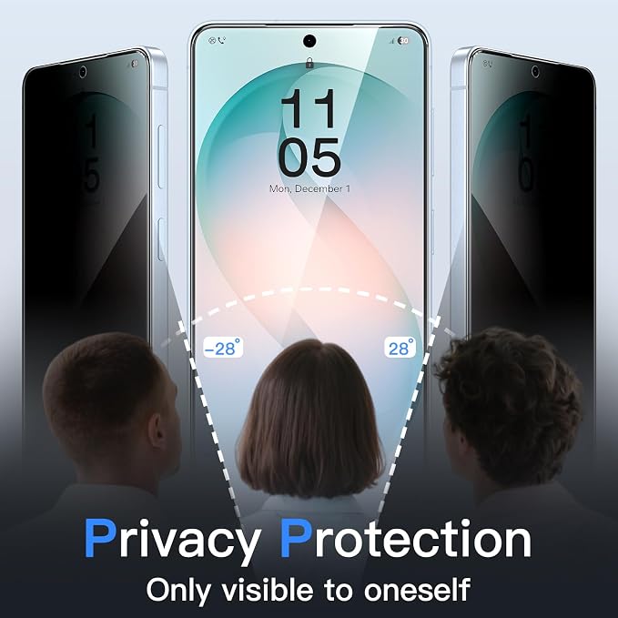JETech Privacy Screen Protector for Samsung Galaxy S26 Plus, 2+2 Pack | Anti-Spy Tempered Glass, with Camera Lens Protector, Easy Installation Tool, Fingerprint ID Compatible - Image 4