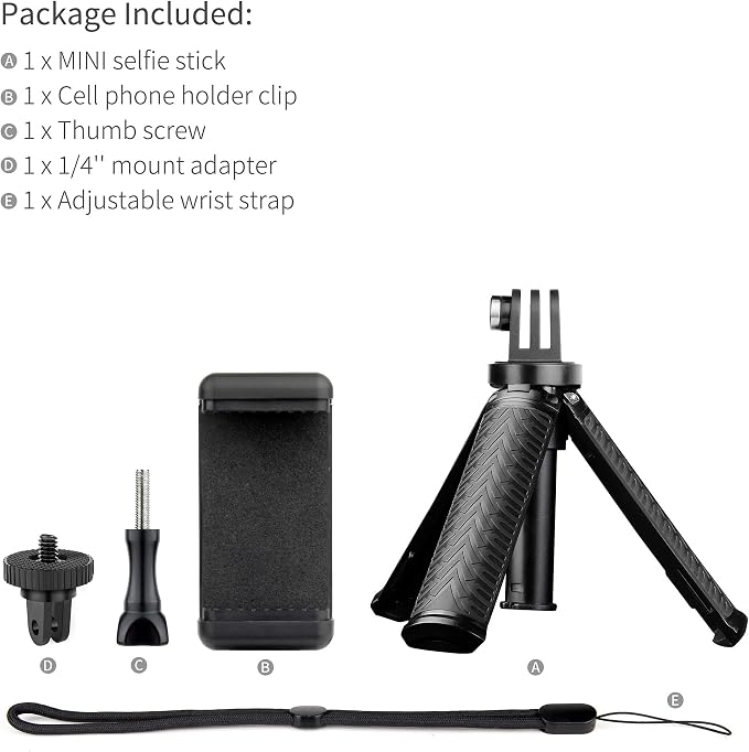 Mini Selfie Stick Tripod for GoPro Hero 13 12 11 10 9 Max Mission | Portable Action Camera Handle Grip, Extension Pole for DJI Osmo Action 6 5 Pro 4 Nano, Pocket Size Vlog Stand - Image 8