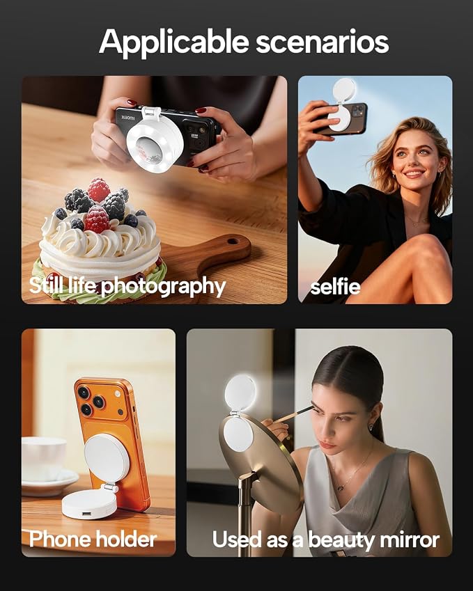 EMART Magnetic Selfie Light, Mini Phone Fill Light Compatible with Magsafe, Foldable LED Ring Light with Mirror, Dimmable Phone Light for Selfies/Video Calls/Makeup/Photography - Image 9