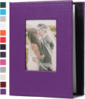 RECUTMS Small Photo Album 4x6 52 Photos Leather Albums for Family Purple | White Pages, Hold 52 Vertical Photos, Wedding Pictures Book with Front Window, Mini Photobook for Baby Vacation, Portable by RECUTMS