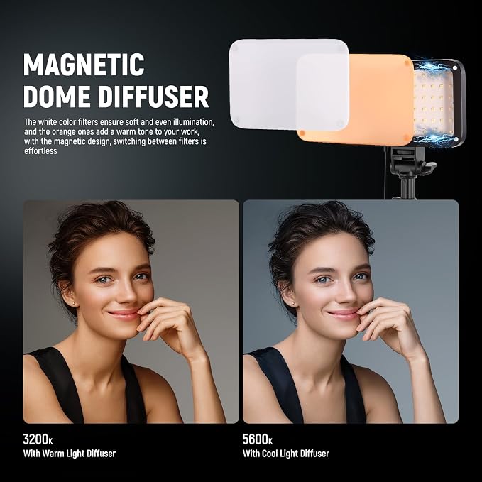 NEEWER Basics LED Video Light Panel Lighting Kit, Bi Color Dimmable Portable Studio Lights with Tripod Stand & Filters, 3200K~5600K CRI 95 750lux for Photography Video Recording Live Streaming, BP66 - Image 3