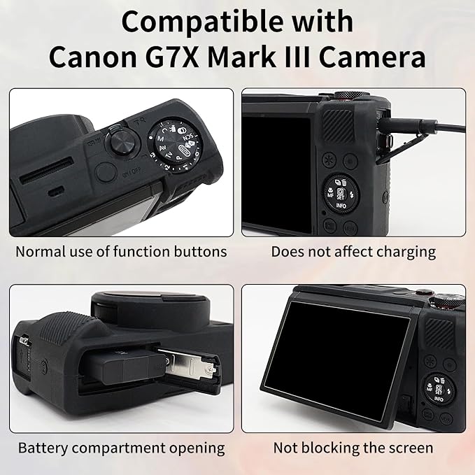 VOVMOEYA Camera Case for Canon Powershot G7 X Mark III with 2PCS Screen Protector,Full Pritection Soft G7X III Silicone Case Detachable Lens Cover Protective Cover for Canon G7XIII G7X3-Black - Image 2