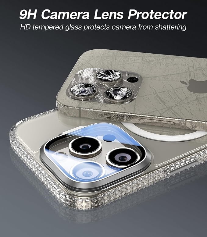 VOFATA [Upgraded] for iPhone 15 Pro Case with Camera Cover Stand [Fit for MagSafe][9H Camera Lens Protector] Mil-Grade Protection Transparent Magnetic iPhone 15 Pro Phone Case, Clear - Image 2