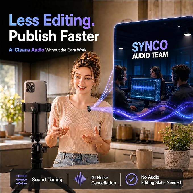 SYNCO AI Mini Wireless Lavalier Microphone for Android USB-C Creators | AI Translation & Instant Summaries, AI Noise Reduction and Mind Maps, Save Time for Vlogs, Interviews, Meetings, Travel - Image 4