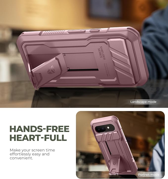 Dexnor for Google Pixel 10a Case with Slide Camera Cover & 2 Front Frames & Built-in Screen Protector & Kickstand,Full-Body Shockproof Protective Cover Heavy-Duty Rugged Bumper Cases,Peony Pink(2026) - Image 4
