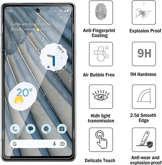 3+3 Pack for Google Pixel 8 Pro Screen Protector 6.7 inch, 3 Pack Tempered Glass Screen Protector&3 Pack Camera Lens Protector - Image 3