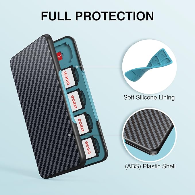 HEIYING SD Card Holder with 40 Precise Slots for SDXC SDHC Micro SD Cards | Portable Game Cards Case, Hard ABS Shell with Soft Silicone Lining, Precise Card Slots,Magnetic Closure for Easy Access - Image 4