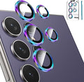 Tensea Compatible with Samsung Galaxy S24 Ultra Camera Lens Protector | 9H Tempered Glass Camera Cover Screen Protector Metal Individual Ring [Installation Tray][Case Friendly] by Tensea