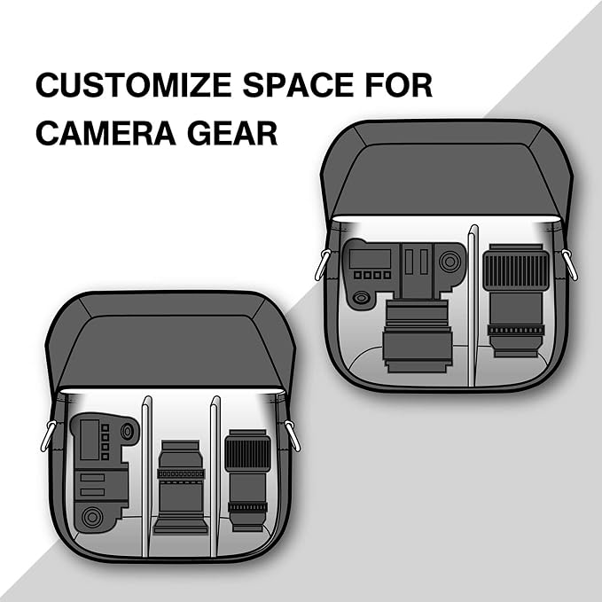 BAGSMART Canvas Crossbody Camera Bag with Rain Cover for Women Men, Black | SLR DSLR Camera Case, Compact Camera Shoulder Bag - Image 3