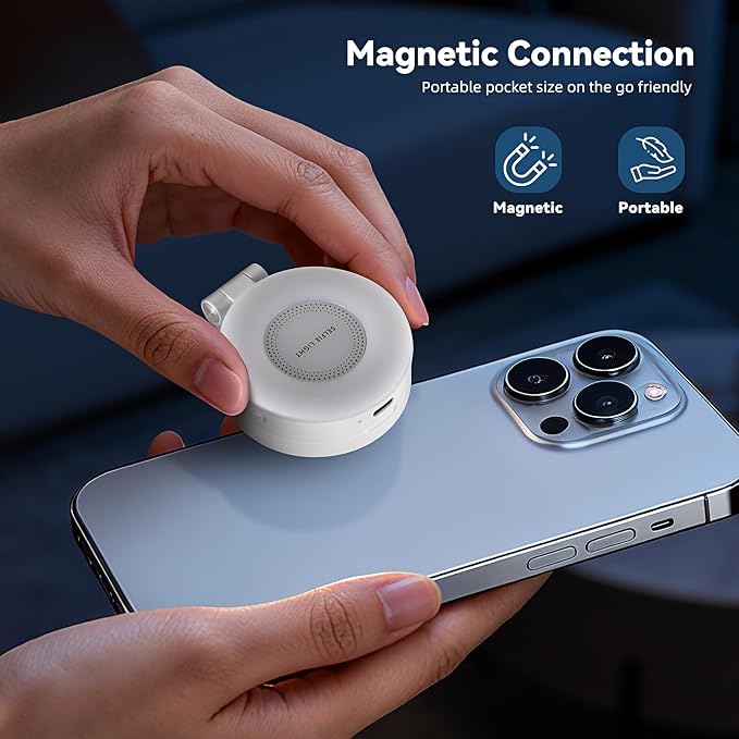 Portable Magnetic Led Selfie Light, Rechargeable Portable Ring Light for Phone, Selfie Ring Light with Mirror for Phone Folding Video Makeup Live Vlog Fill Light White - Image 5
