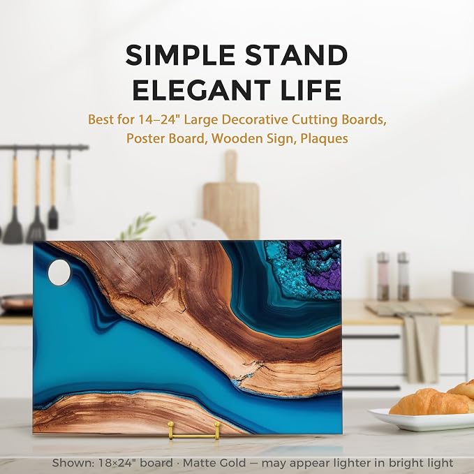 TR-LIFE 12 Inch Large Plate Stands/holder for Display - Metal Picture Frame Holder Stand + Small Easels for Platter, Book, Plaques, Photo, Tabletop Art (Gold 2 Pack) - Image 6