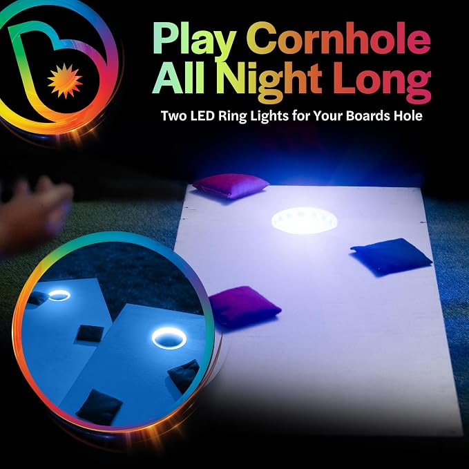 Brightz LED Cornhole Board Ring Lights, 2-Pack - 48-Hour Battery Life - Illuminate Your Game with Dazzling Glows and Ultimate Style for Non-Stop Evening Fun and Excitement (Includes Hole Lights Only) - Image 2