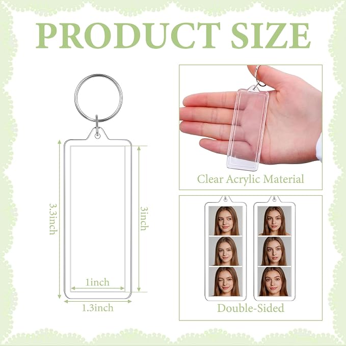 Acrylic Photo Keychain Bulk Set - Double Sided Picture Frame Keychain Holder - Image 2