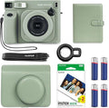 Fujifilm Instax Wide 400 Instant Camera (Sage Green) + INSTAX Wide Film (20 Exposures) + Shutter Accessories Bundle – Carrying Case, 80-Pocket Green Photo Album by FUJIFILM