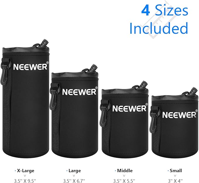 Neewer 4X Lens Case Lens Pouch Bag with Thick Protective Neoprene for DSLR Camera Lens (Fit for Canon, Nikon, Sony, Olympus, Panasonic) Includes: Small, Medium, Large, XL Size - Image 2