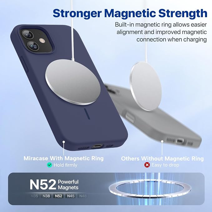 Miracase Magnetic for iPhone 12 Case/iPhone 12 Pro Case, Dark Blue | Compatible with MagSafe, Anti-Scratch Microfiber Lining, Premium Silicone Shockproof Drop Protection Phone Case for 12/12 Pro - Image 3