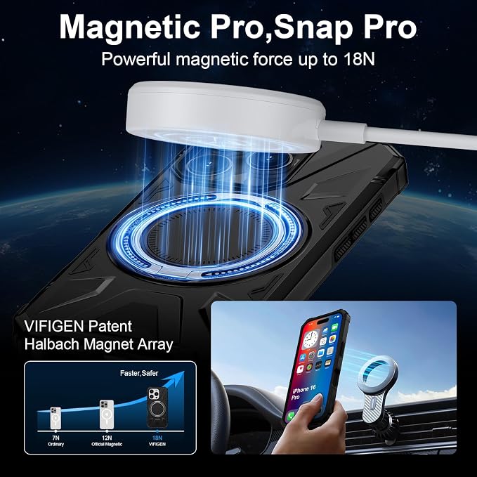 iPhone 16 Pro Case, Magnetic Case with 360° Ring Holder,iPhone 16 Pro Rotatable MagSafe Ring for iPhone 16 Pro Cover Grip Stand Kickstand Military-Grade Shockproof Case for iPhone 16 Pro, 6.3 inch - Image 2