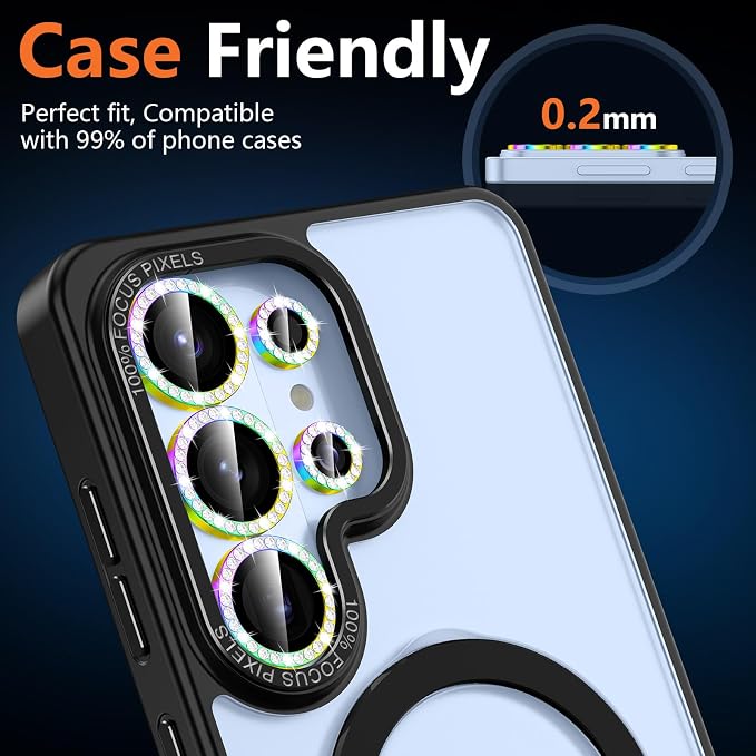 for Samsung Galaxy S26 Ultra Camera Lens Protector, Individual Metal Ring Tempered Glass Lens Cover, [Strong Adsorption] Scratch Resistant Ultra-Thin HD Clear Lens Cover,1 SetColorful Diamond - Image 6