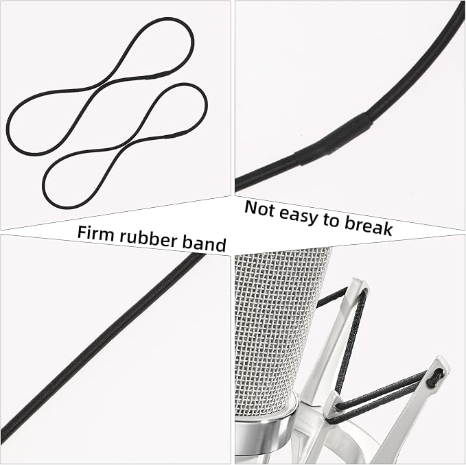 8PCS Microphone Shock Mount Rubber Ring, Black Universal Elastic Bands Replacement for Microphone Shock Mount Holder Clamp Clip (Black) - Image 3