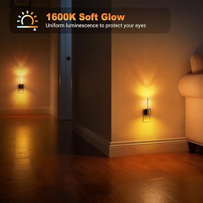 JandCase Night Light, Flameless Candle Night Lights Plug into Wall 2 Pack | Dusk to Dawn Sensor Aesthetic Automatic Nightlight, Amber Dimmable LED Nightlights, Decorative nite light for Adults Bathroom - Image 4