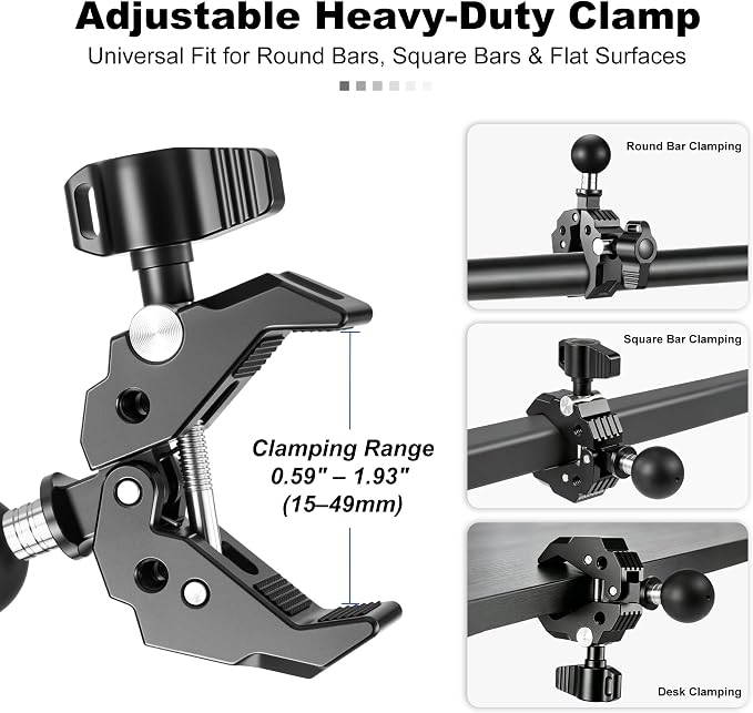 Heavy Duty 1 Inch Ball Head Clamp Mount - Image 5