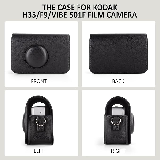 Protective Case Compatible for Kodak Ektar H35/H35N/Ultra F9/VIBE 501F Film Camera, PU Leather Carrying Bag and Film Storage Case for Kodak H35/H35N/Ultra F9/VIBE 501F Film Camera - Black - Image 4