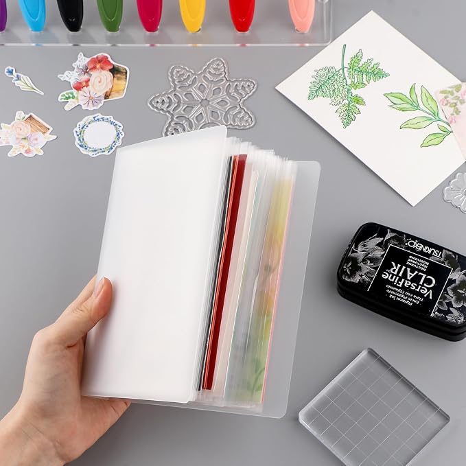 A6 Clear Sticker Photo Storage Album, Stamp Cutting Dies Storage Book Organizer Folder,40 Pages Clear Die & Stamp Storage Bag Transparent Plastic Folders for Cutting Dies Stencil Embossing Crafts - Image 6