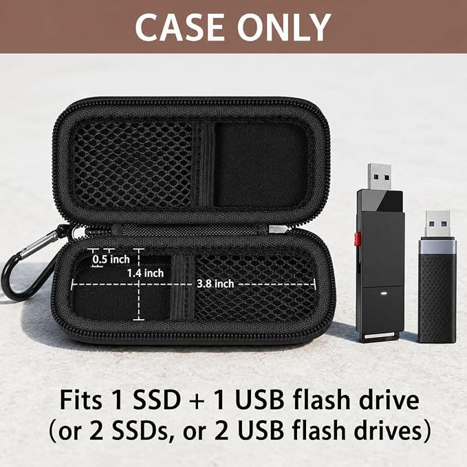 USB Flash Drive Case for SanDisk for Samsung, for SD/SDXC/SDHC Memory Cards | for Buffalo External 1.0TB Portable SSD, Mini Electronic Accessories Organizer, Office/Travel Use, Thumb Drive Bag Only - Image 2