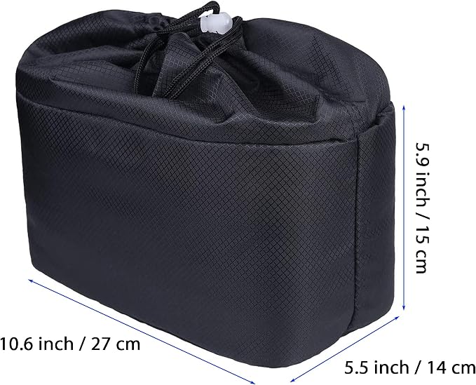 JAKAGO Shockproof Camera Insert Bag for SLR DSLR Mirrorless Camera Lens Flash Light Accessories Camera Pouch with Adjustable Dividers for Canon Nikon Sony Water Resistant Camera inner case(Black) - Image 3
