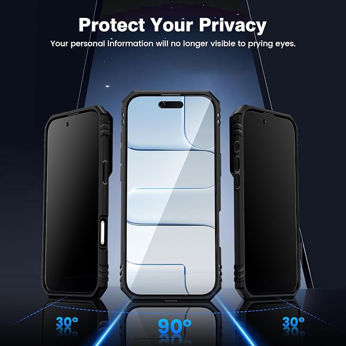 VEGO for iPhone Air Case with Privacy Screen Protector and Kickstand Black | Slide Camera Cover and Ring Kickstand Military Grade Heavy Duty Protection Cover for iPhone 17 Air 6.5 Inch - Black - Image 3