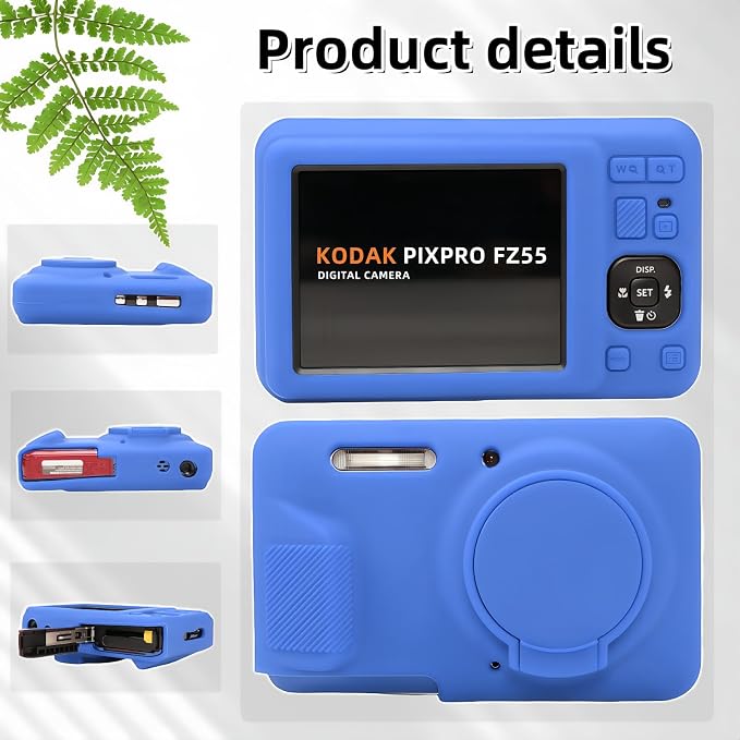 Case for Kodak PIXPRO FZ55, FZ55 accessories | Soft Silicone Protective Case Removable Lens Cover, Comes with 2 Screen Protectors and 1 Wrist Strap. (Blue) - Image 5