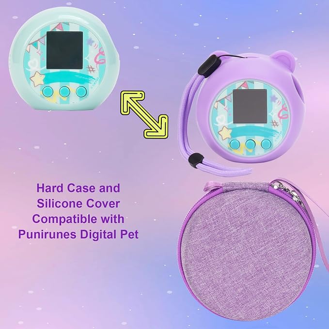 YouKnow Travel Case and Silicone Cover Compatible with Punirunes Interactive Toy Digital Pet, with Full Coverage PET Clear Film (Silicone and Carrying Case) (Purple) - Image 5