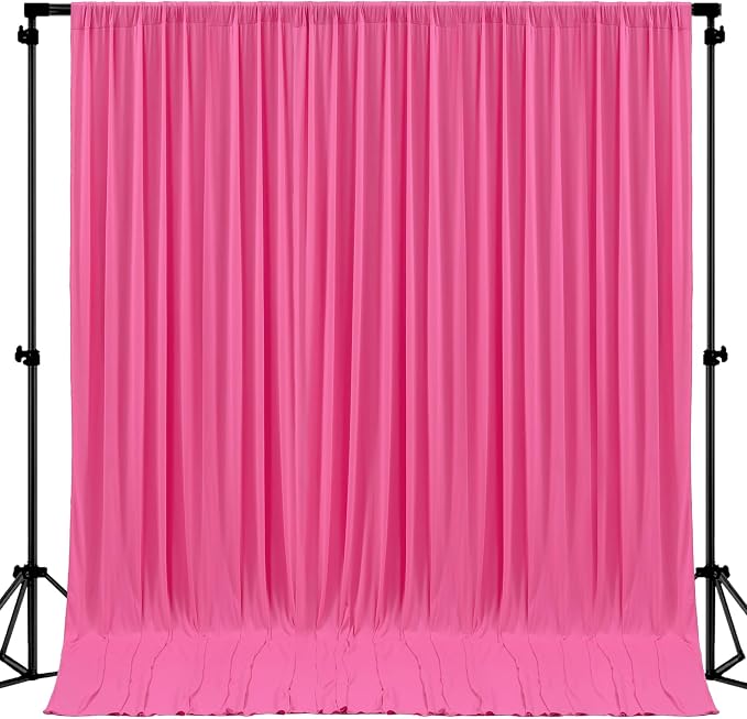 Hot Pink Backdrop Curtain 2 Panels-Wrinkle-Free Polyester Photography Drapes for Wedding Party Photo Background Decorations- 8 X10FT (Hot Pink) - Image 9