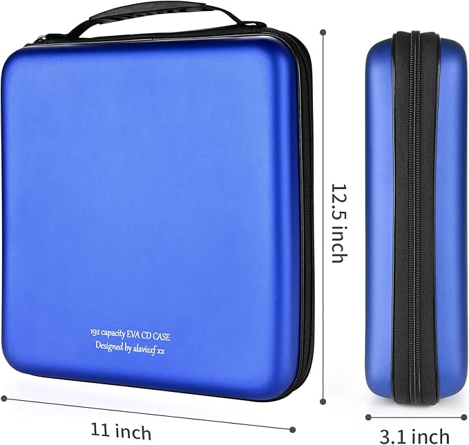 alavisxf xx CD Case, 192 Capacity Protective Zipper Disc Wallet for Car | EVA Shock-resistant, Double Zipper Closure, Portable Handle, DVD Storage Organizer, Anti-Slip Sleeves, for Home Office Travel - Image 4