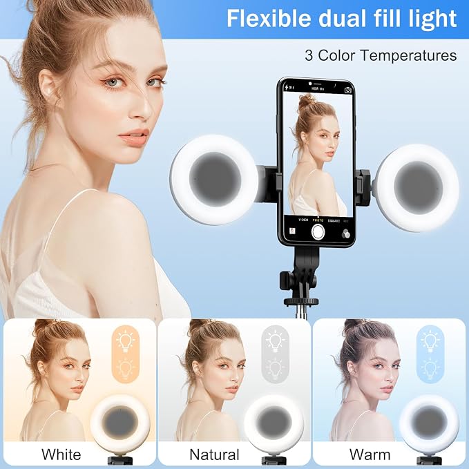 Selfie Stick Tripod with Fill Light, Phone Selfie Stick,Durable Stainless Steel Design,Bluetooth Remote Control,and Stable Three-Legged Support for Live Broadcasts,Video Shooting (Black) - Image 5