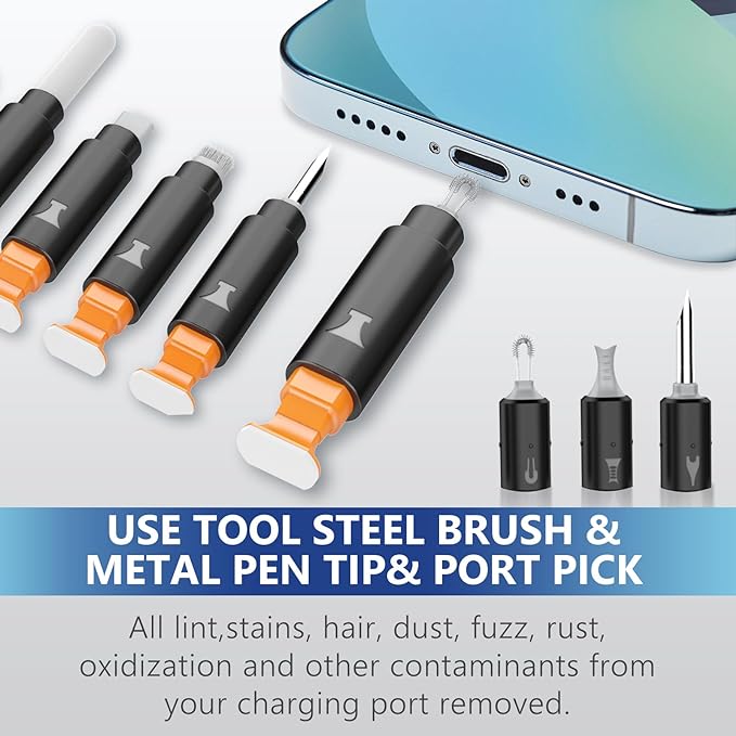iPhone Cleaning Kit for Charging Port Cell Phone USB C with Storage Case | Multi-Tool, Cleaner Kit for AirPod, iPhone Cleaner, Portable Repair Tool, for Lightning Charger Cable iPad Electronic Devices - Image 4