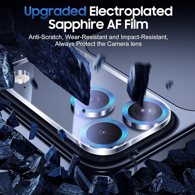 UniqueMe 3 Pack for iPhone 17 Pro Camera Lens Protector - Dark Blue | Drop Protection, Case Friendly, 9H Tempered Glass, Camera Cover Screen, Update New Version - Image 3