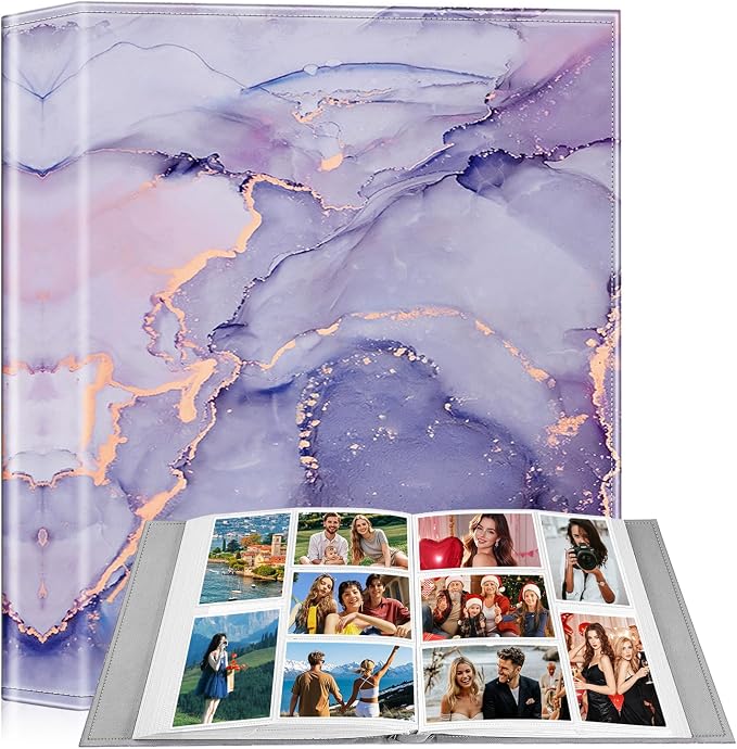 Fintie Photo Album 4x6 Photos - 300 Pockets Large Capacity Albums Book | Vegan Leather Cover, 4X6 Picture Keepsakes, Family/Wedding/Travel Memory Book, Baby/Kids/Boys/Girls Gift, Lilac Marble by Fintie