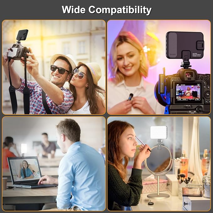 Hagibis LED Camera Light - Portable Photography Lighting with 60 LED, 2200mAh Rechargeable Battery, 7 Modes, 10-Level Brightness, Clip-on Light for Phone/Tablet/Laptop - Image 6