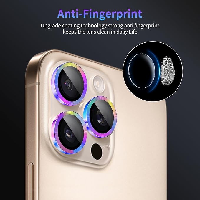 Camera Lens Protector for iPhone 16 Pro/iPhone 16 Pro Max,1 Pack | Tempered Metal Glass Camera Cover, HD Clear Anti-Scratch Lens Screen Protector Film,Case Friendly,Colorful Titanium - Image 6