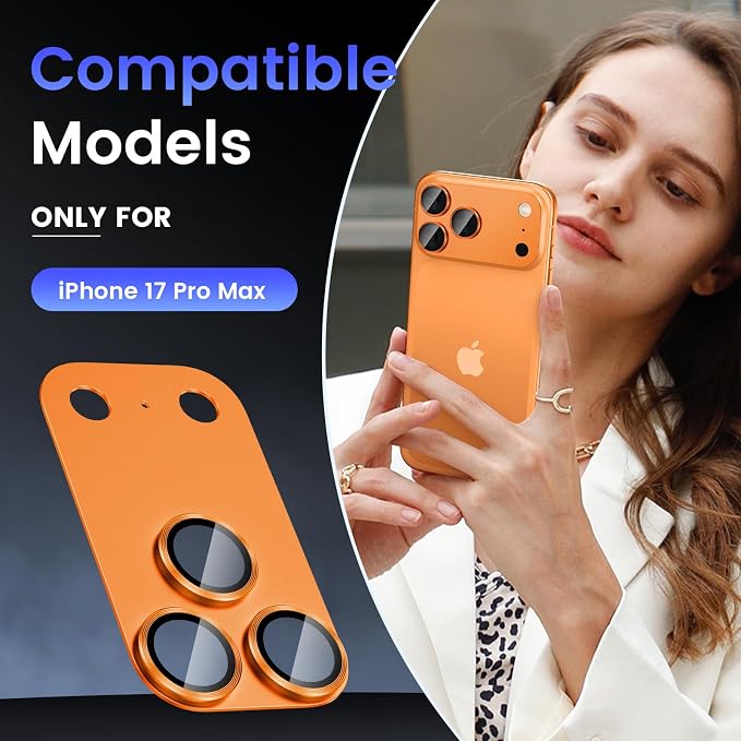 Tensea for iPhone 17 Pro Max Camera Lens Protector | Metal Aluminum Alloy Tempered Glass Cover Camera Screen Protector Accessories, Case Friendly - Image 2