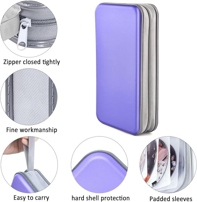 96‑Capacity Hard Plastic CD/DVD Binder for Car, Home & Travel | Zipper‑DVD Organizer, Scratch‑Resistant Sleeves Shield Discs From Dust & Damp; Stores Music, Video, Gaming & Blu‑ray Discs - Image 2
